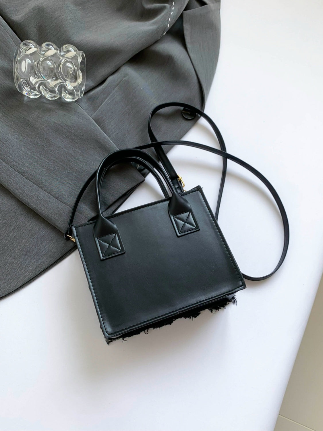 Raw Edge Plaid Shoulder Bag - The Goddess Galleries