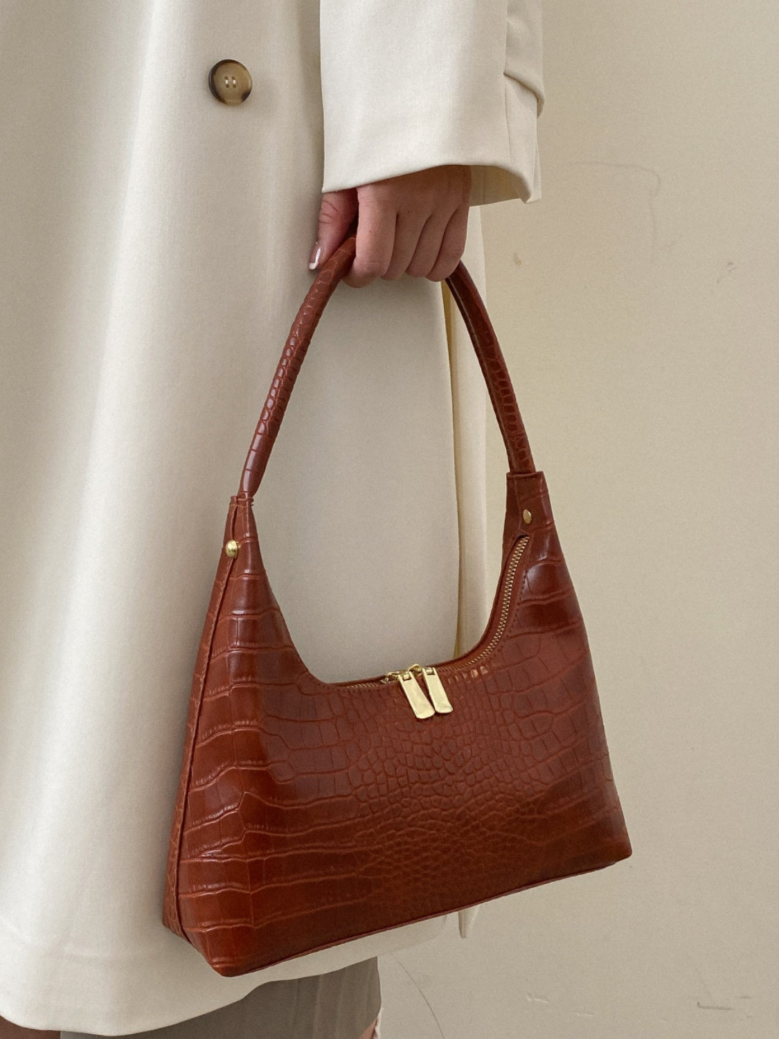 Crocodile Grain Shoulder Bag - The Goddess Galleries