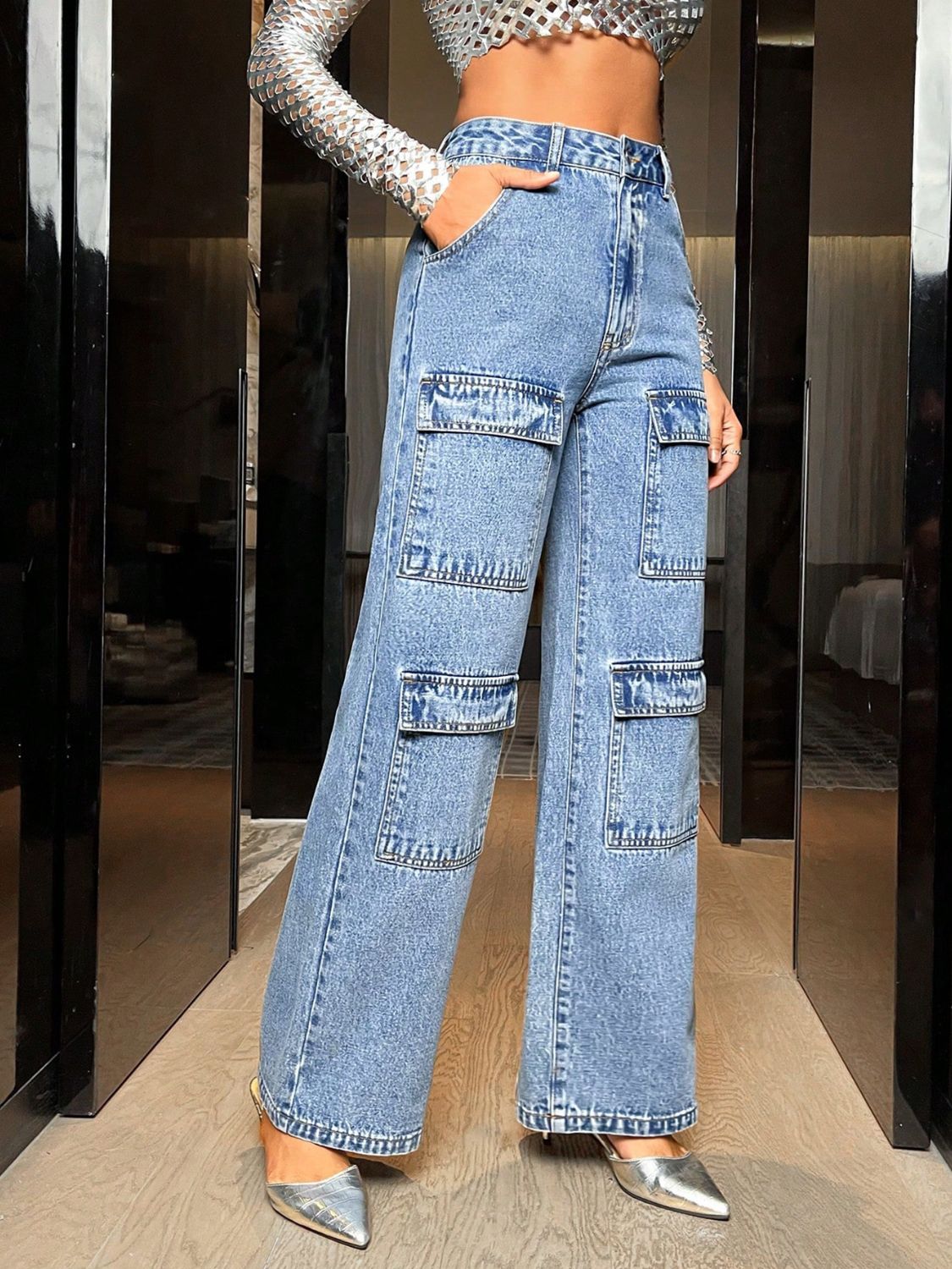 Wide Leg High Waist Jeans with Pockets - The Goddess Galleries