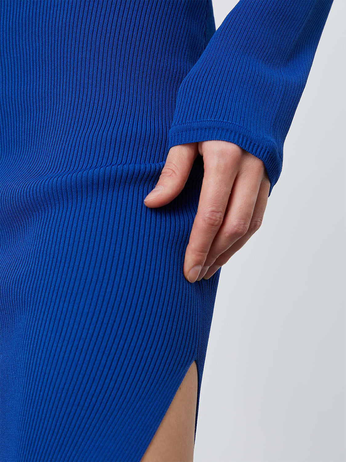 Round Neck Slit Sweater Dress - The Goddess Galleries
