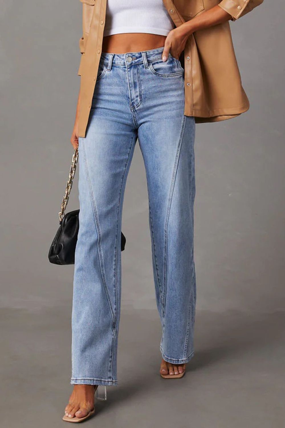 High Waist Straight Jeans with Pockets - The Goddess Galleries