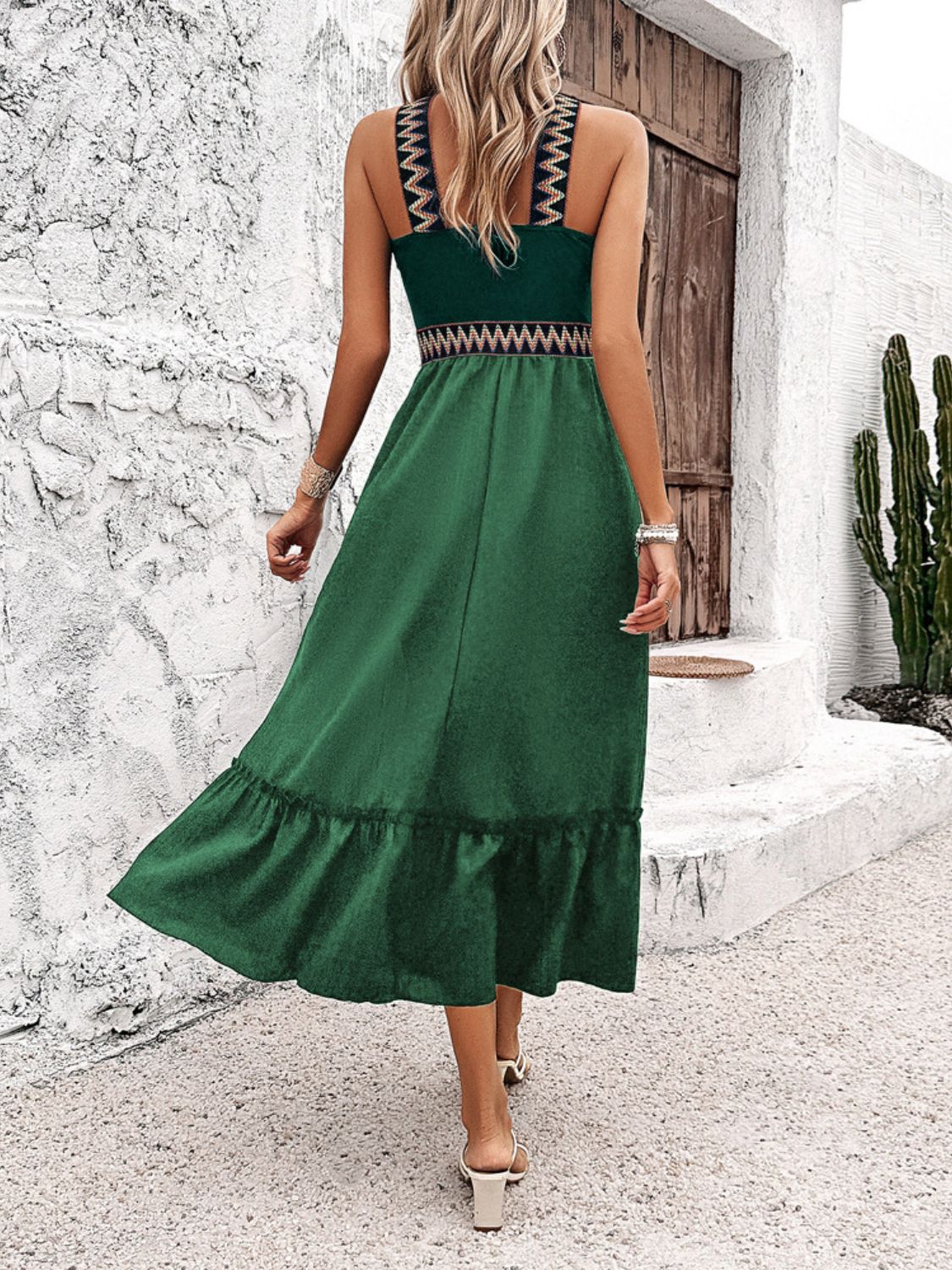 Devine Ruffled Slit Sleeveless Midi Dress - The Goddess Galleries
