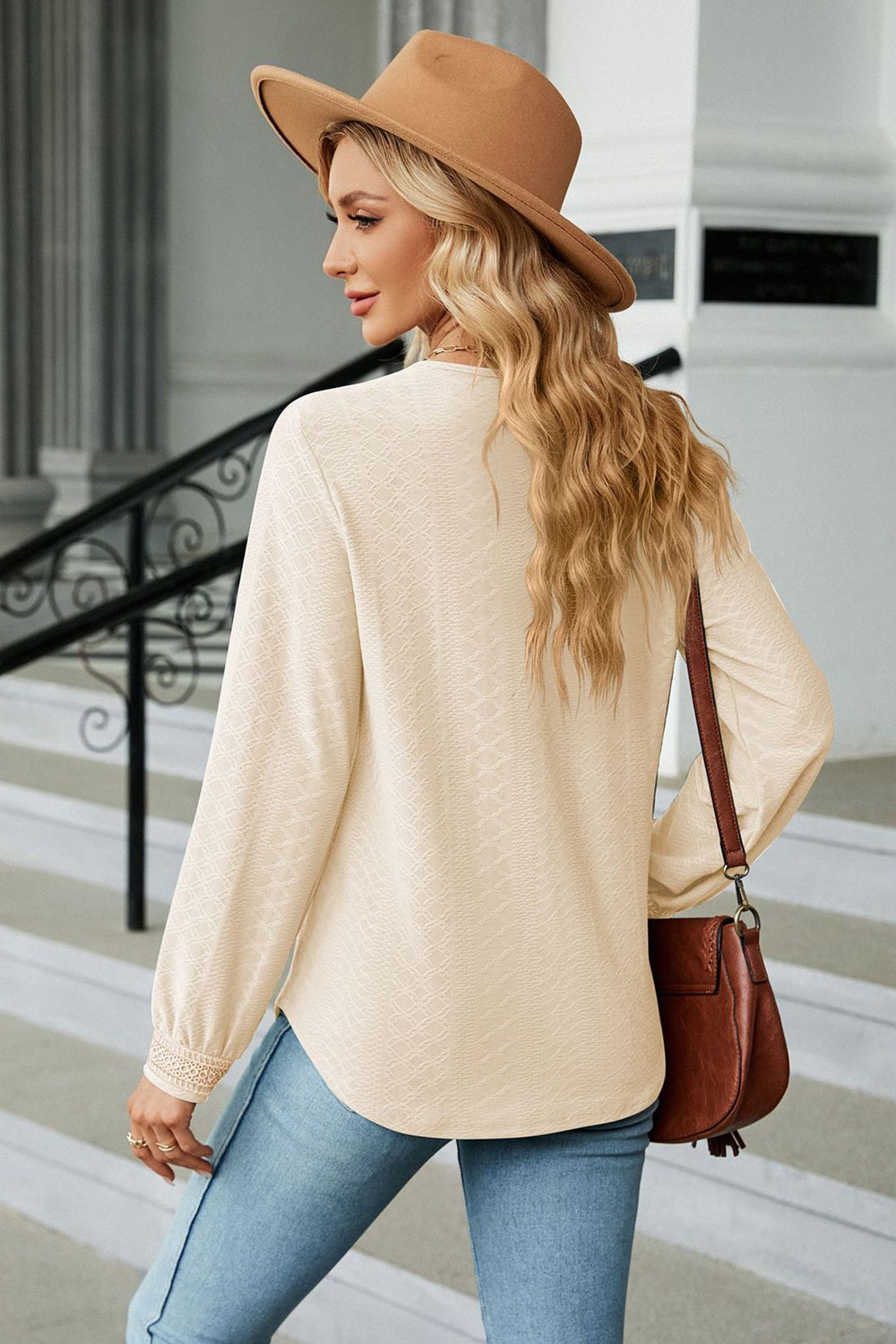 V-Neck Long Sleeve Blouse - The Goddess Galleries
