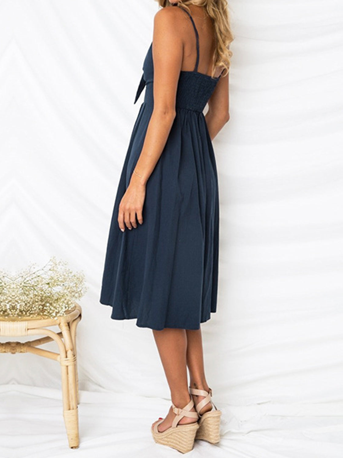 Cutout Smocked Sweetheart Neck Cami Dress - The Goddess Galleries