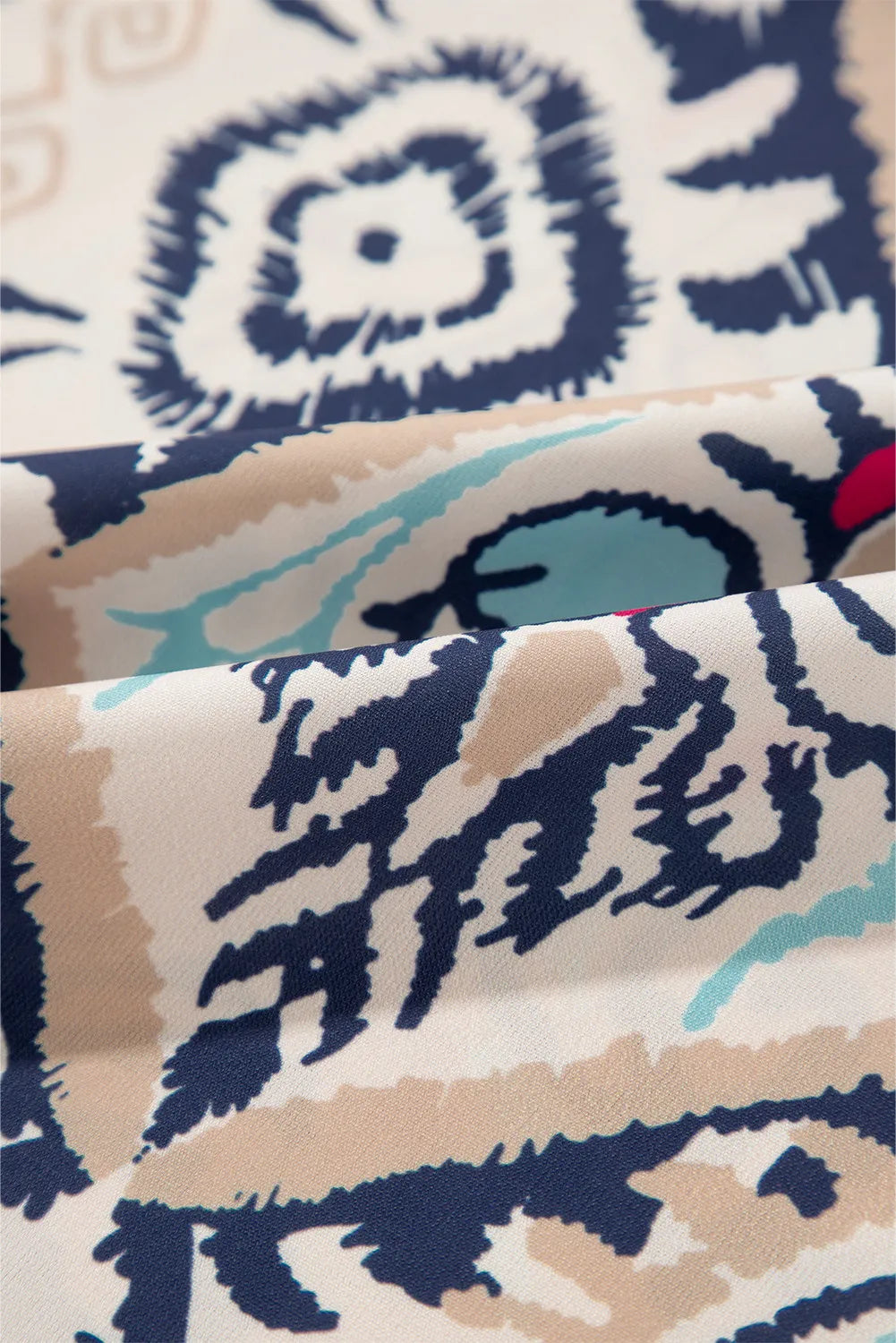 Printed Notched Half Sleeve Blouse - The Goddess Galleries