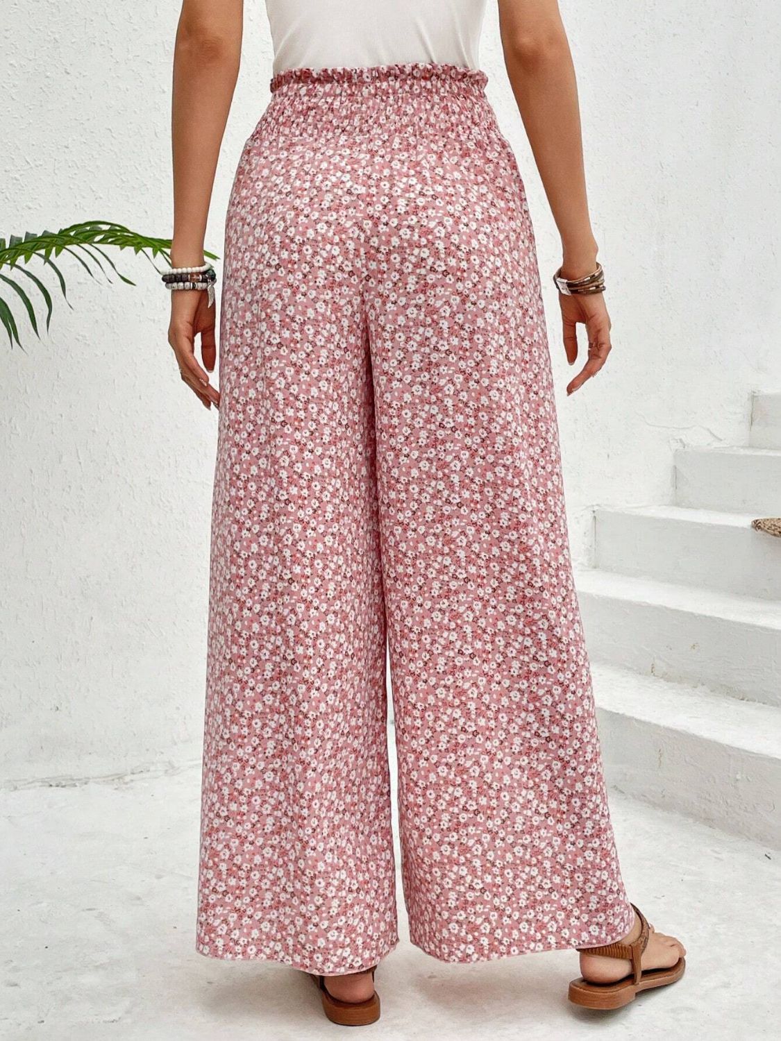 Tied Printed Wide Leg Pants - The Goddess Galleries