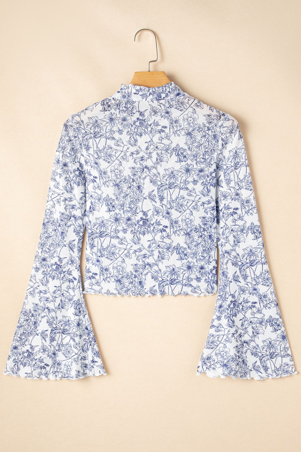 Printed Mock Neck Long Sleeve Blouse - The Goddess Galleries