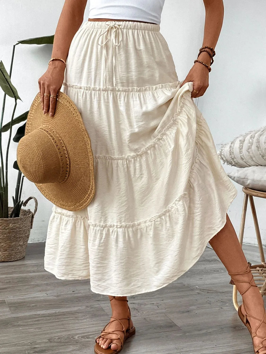 Drawstring Frill Tiered Skirt - The Goddess Galleries