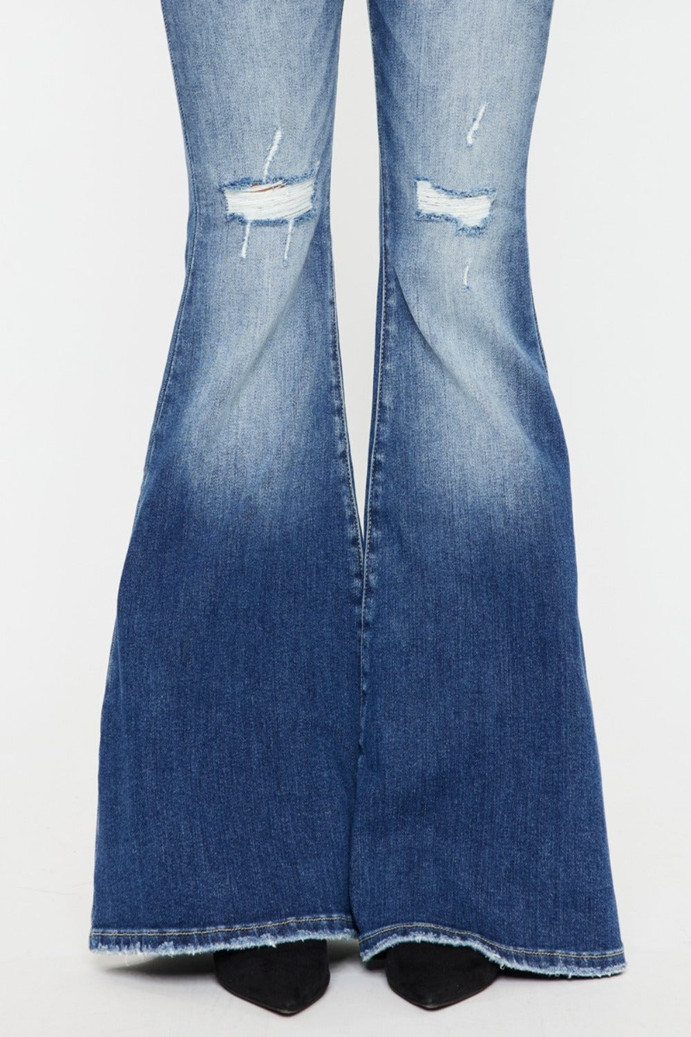 Kancan High Rise Wide Waistband Flare Jeans - The Goddess Galleries