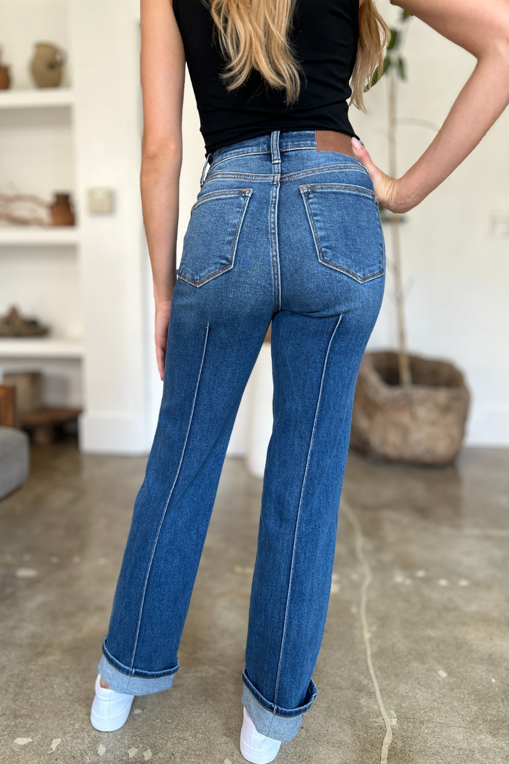 Judy Blue Full Size High Waist Front Seam Detail Straight Jeans - The Goddess Galleries