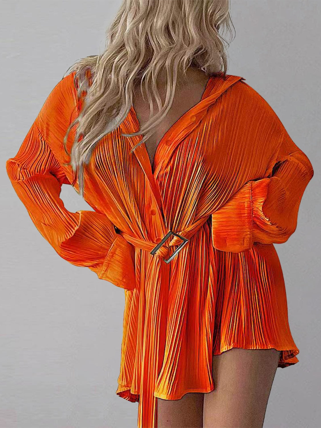 Button Up Dropped Shoulder Shirt Dress - The Goddess Galleries