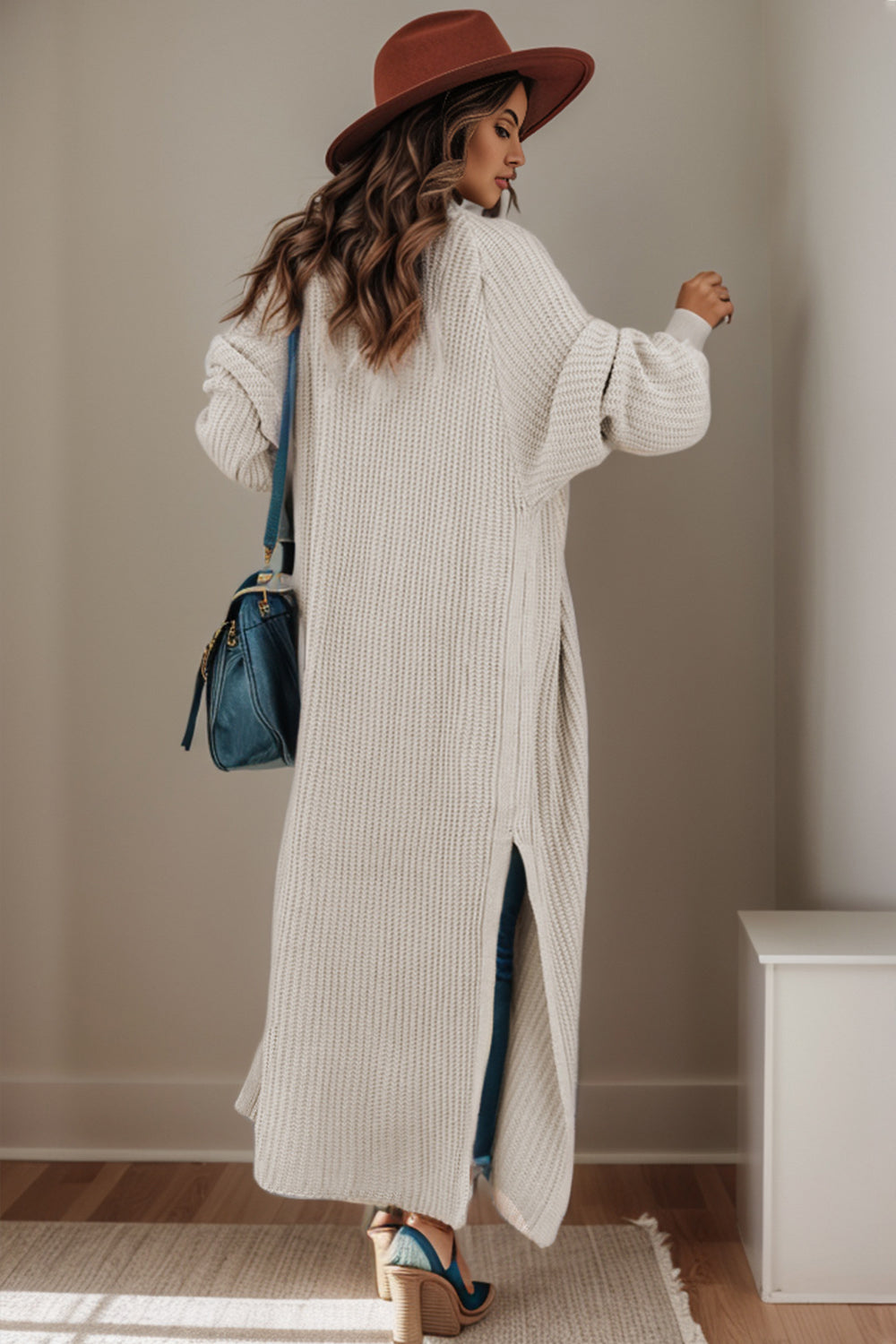 Open Front Side Slit Cardigan - The Goddess Galleries
