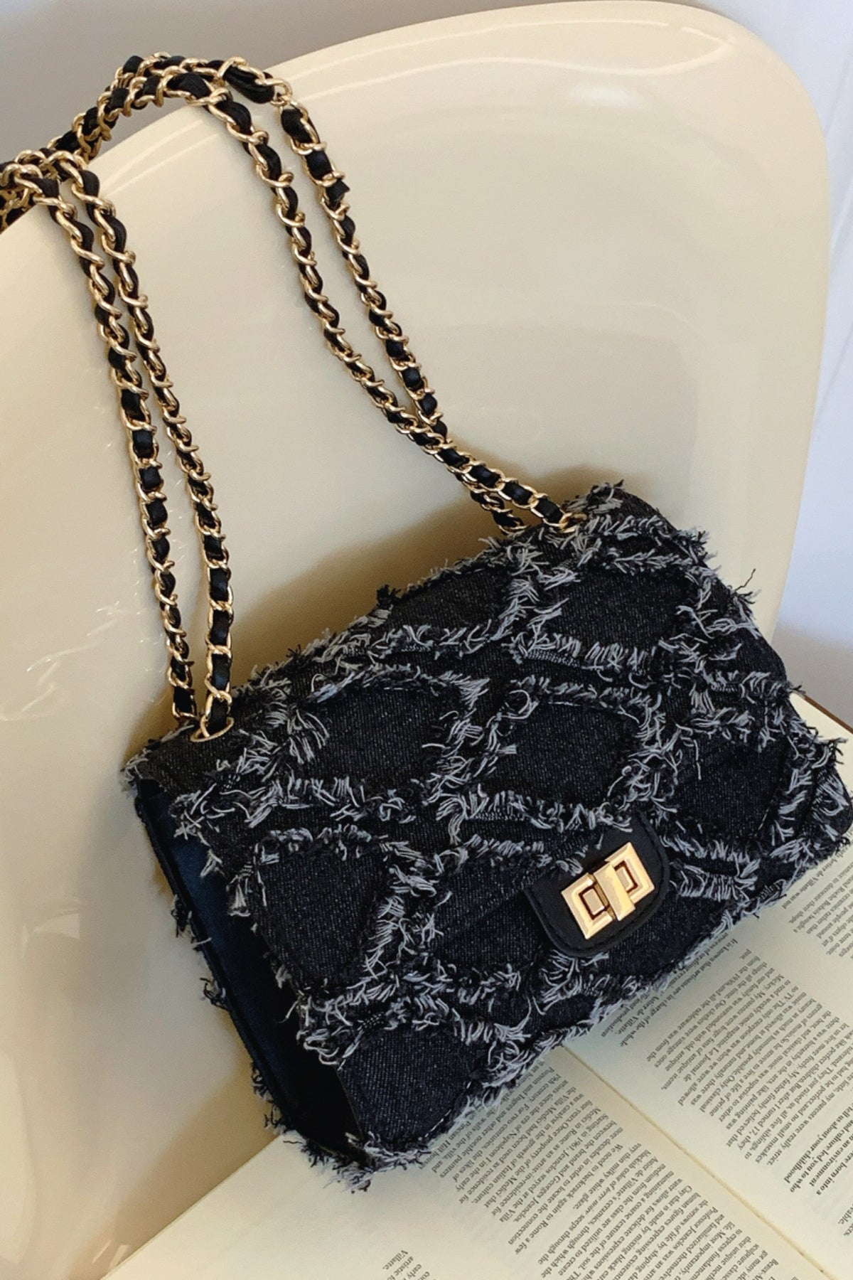 Raw Hem Denim Crossbody Bag - The Goddess Galleries