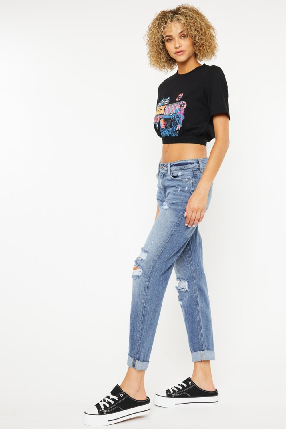 Kancan Mid Rise Distressed Straight Jeans - The Goddess Galleries