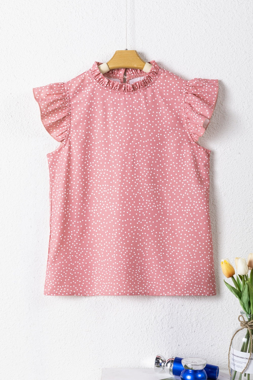 Frill Polka Dot Cap Sleeve Blouse - The Goddess Galleries