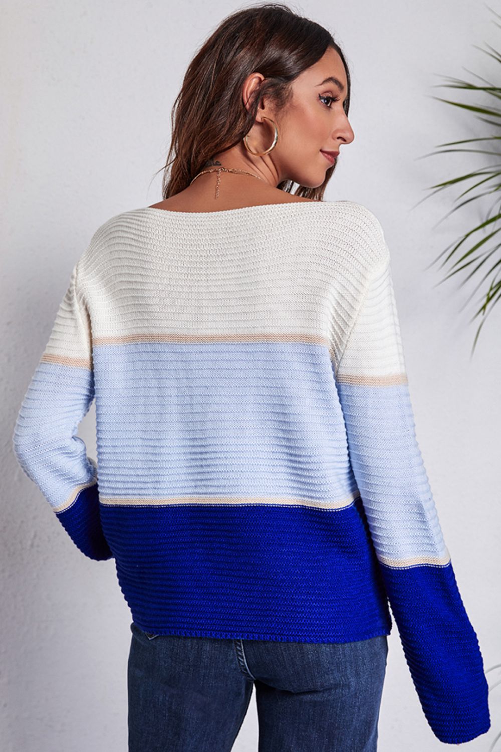 Color Block Horizontal Ribbing Sweater - The Goddess Galleries
