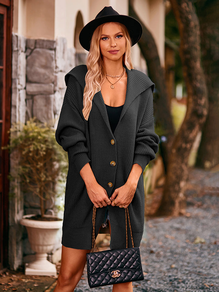 Dropped Shoulder Long Sleeve Cardigan - The Goddess Galleries