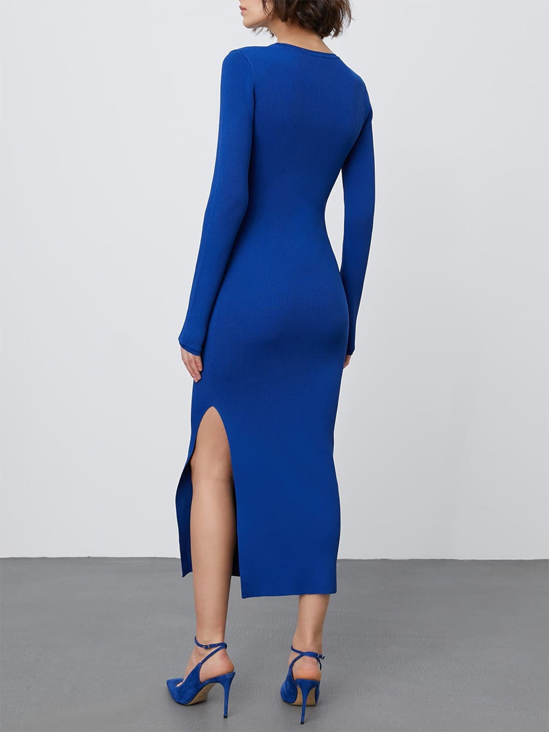 Round Neck Slit Sweater Dress - The Goddess Galleries