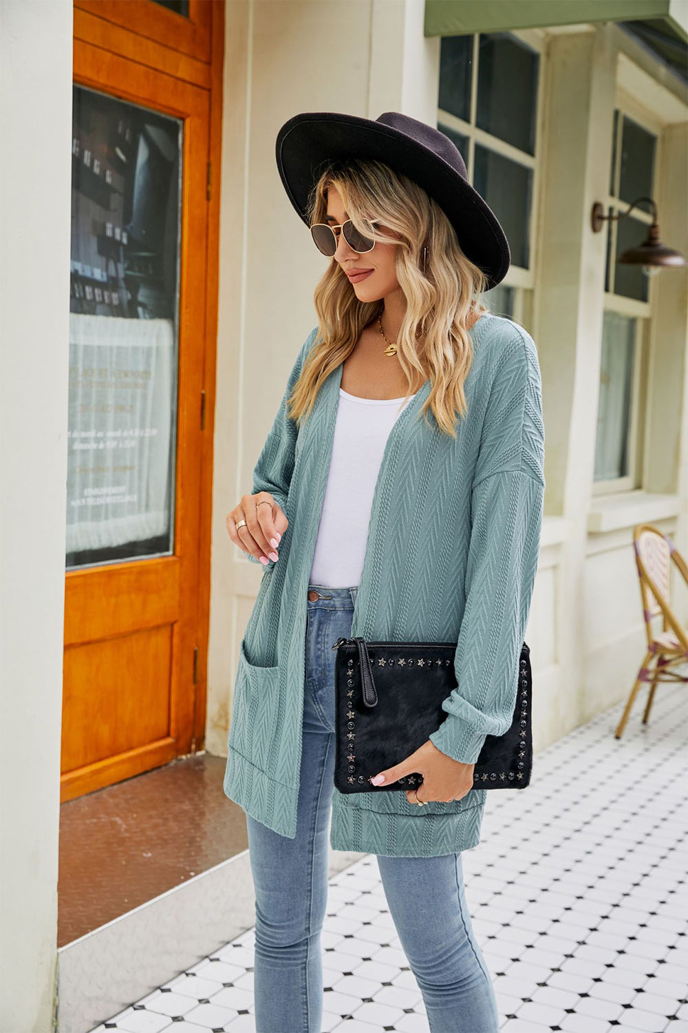 Long Sleeve Pocketed Cardigan - The Goddess Galleries