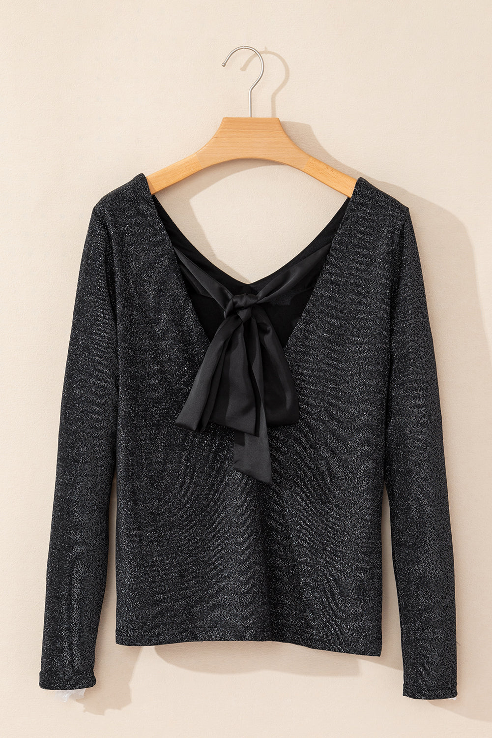 Bowknot V-Neck Long Sleeve Blouse - The Goddess Galleries