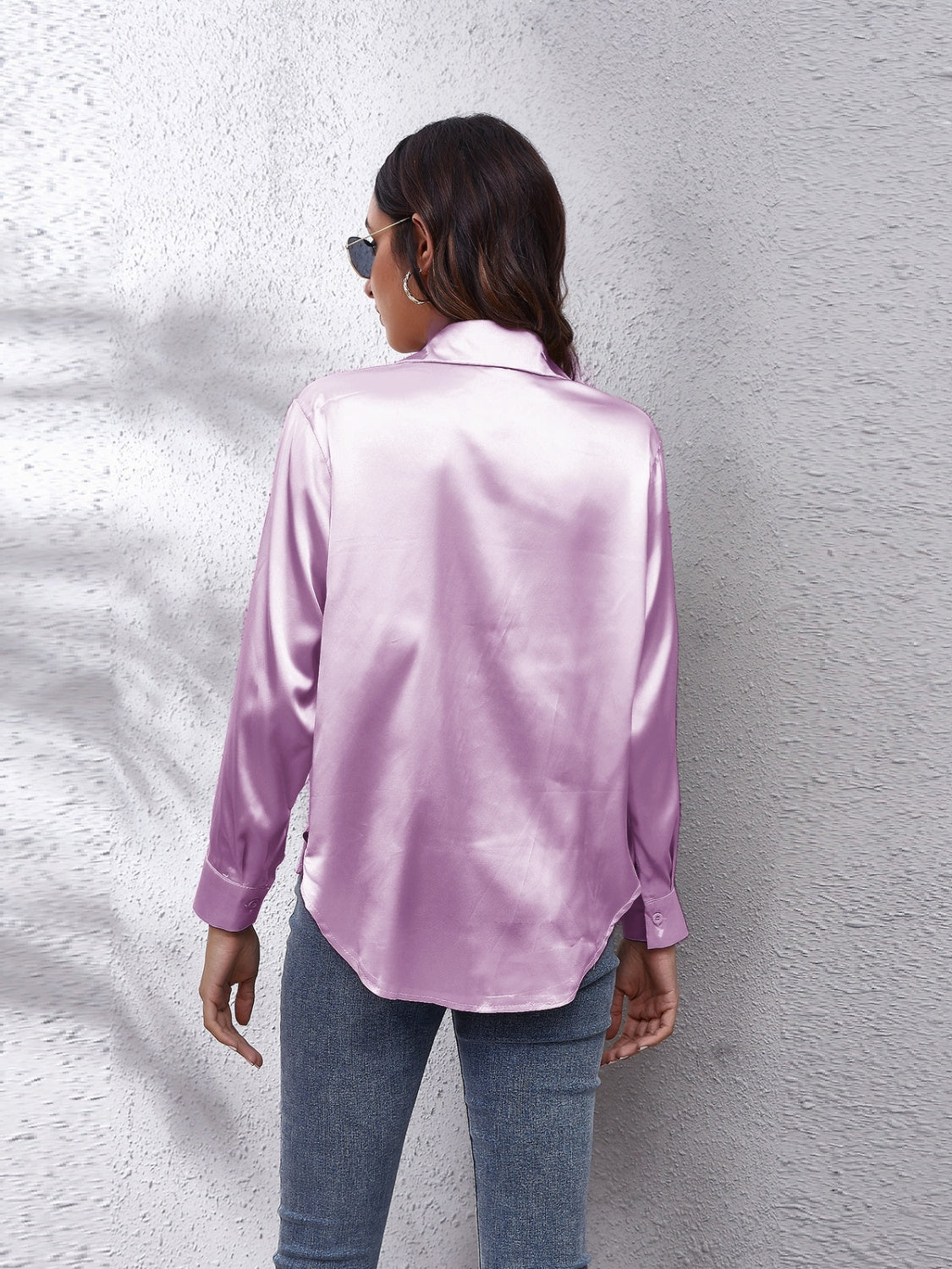 Collared Neck Buttoned Long Sleeve Shirt - The Goddess Galleries