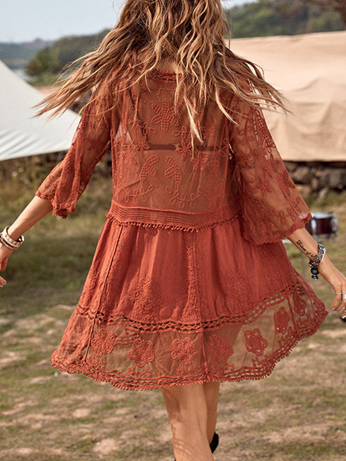 Lace Detail Plunge Cover-Up Dress - The Goddess Galleries