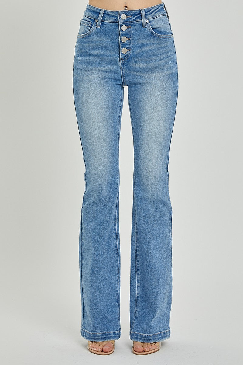 RISEN Full Size High Rise Button Fly Bootcut Jeans - The Goddess Galleries