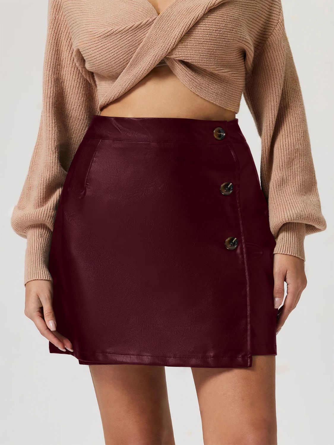 Buttoned High Rise Mini Skirt - The Goddess Galleries