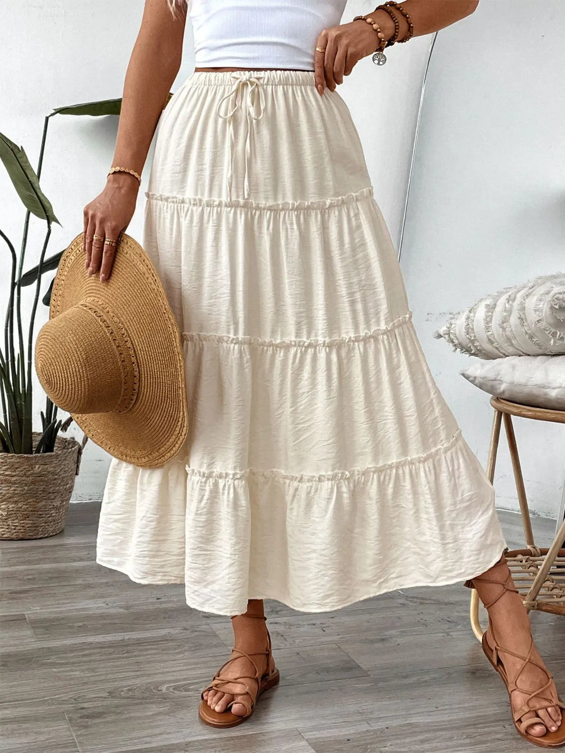 Drawstring Frill Tiered Skirt - The Goddess Galleries