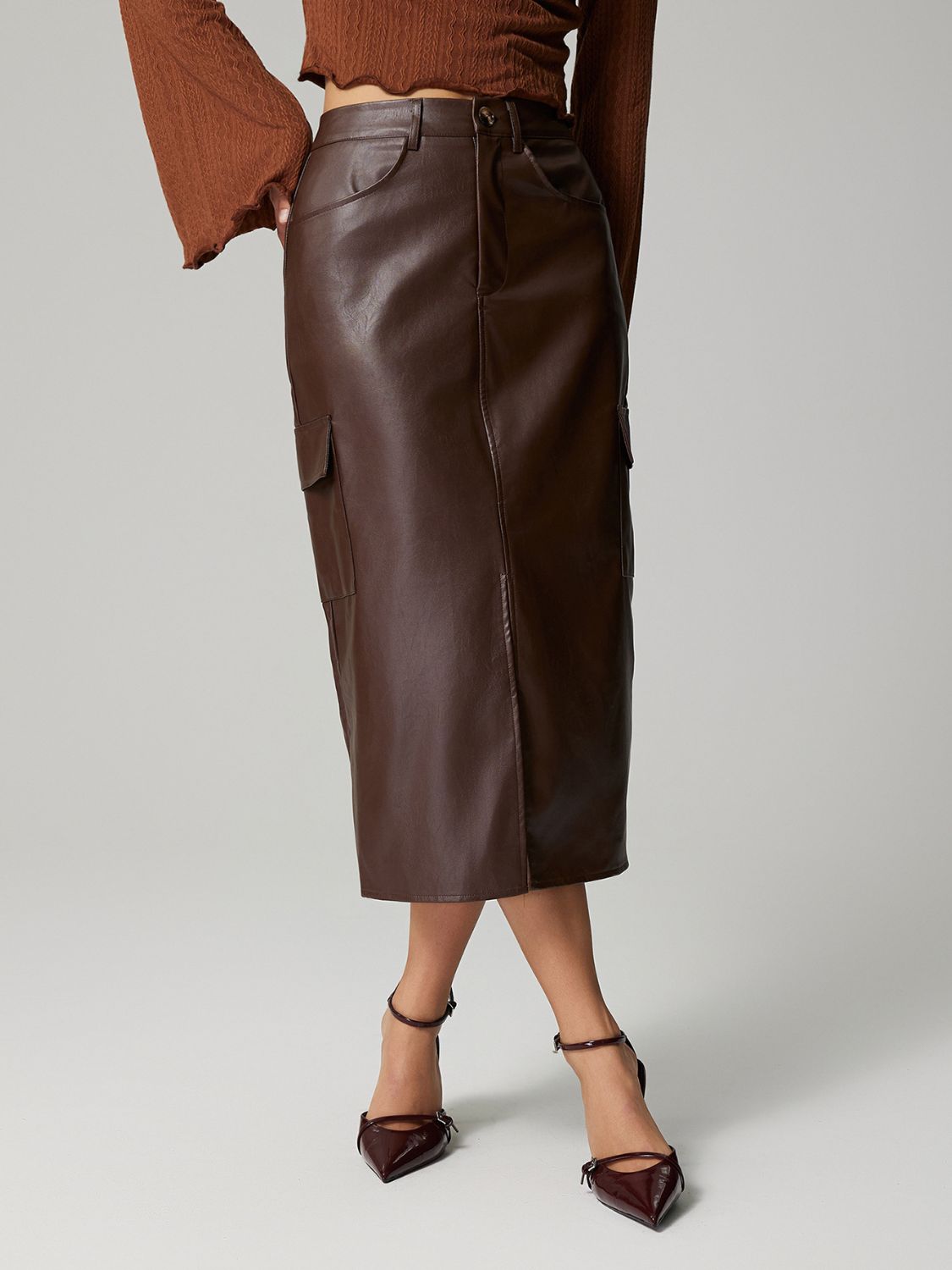 Slit Midi Skirt with Pockets - The Goddess Galleries