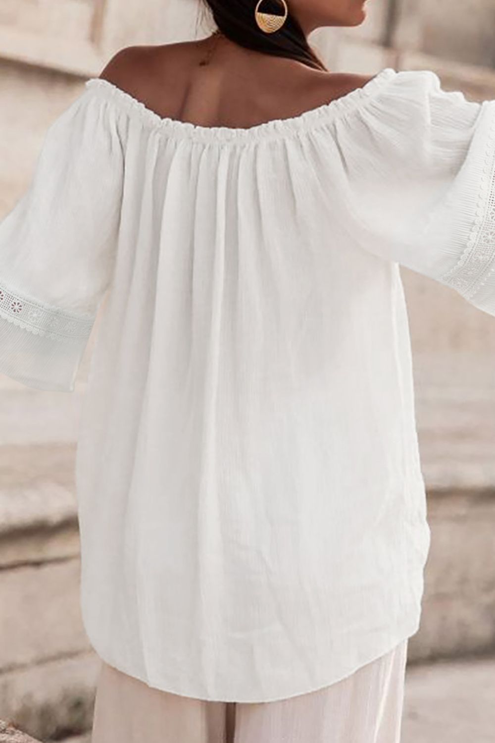 Lace Detail Off-Shoulder Blouse - The Goddess Galleries