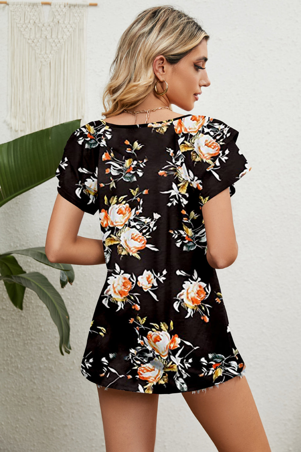V-Neck Short Sleeve Blouse - The Goddess Galleries