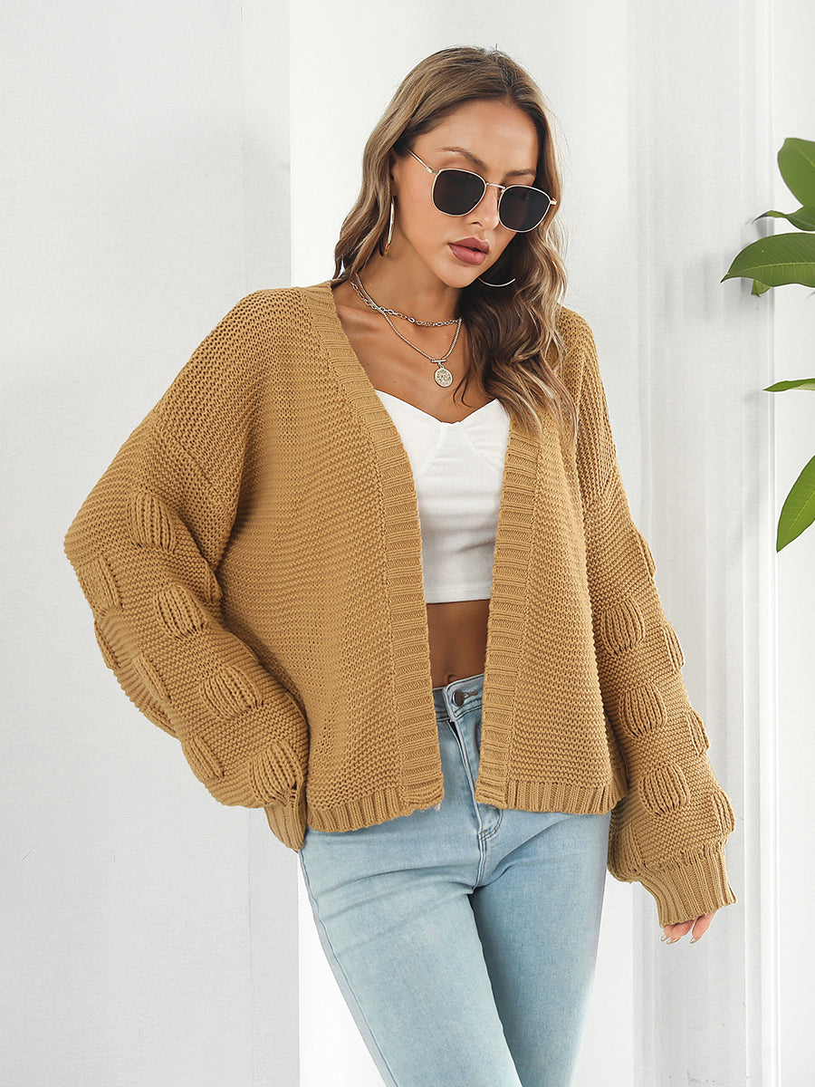 Open Front Ribbed Trim Cardigan - The Goddess Galleries