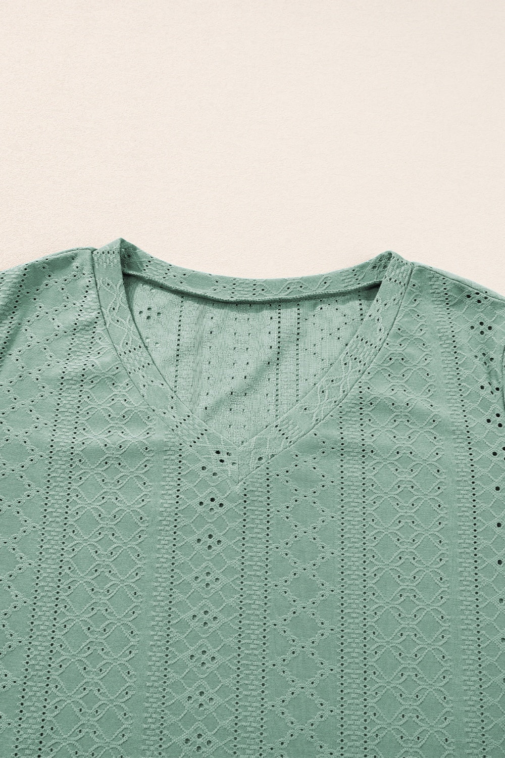 Plus Size Eyelet V-Neck Petal Sleeve Blouse - The Goddess Galleries