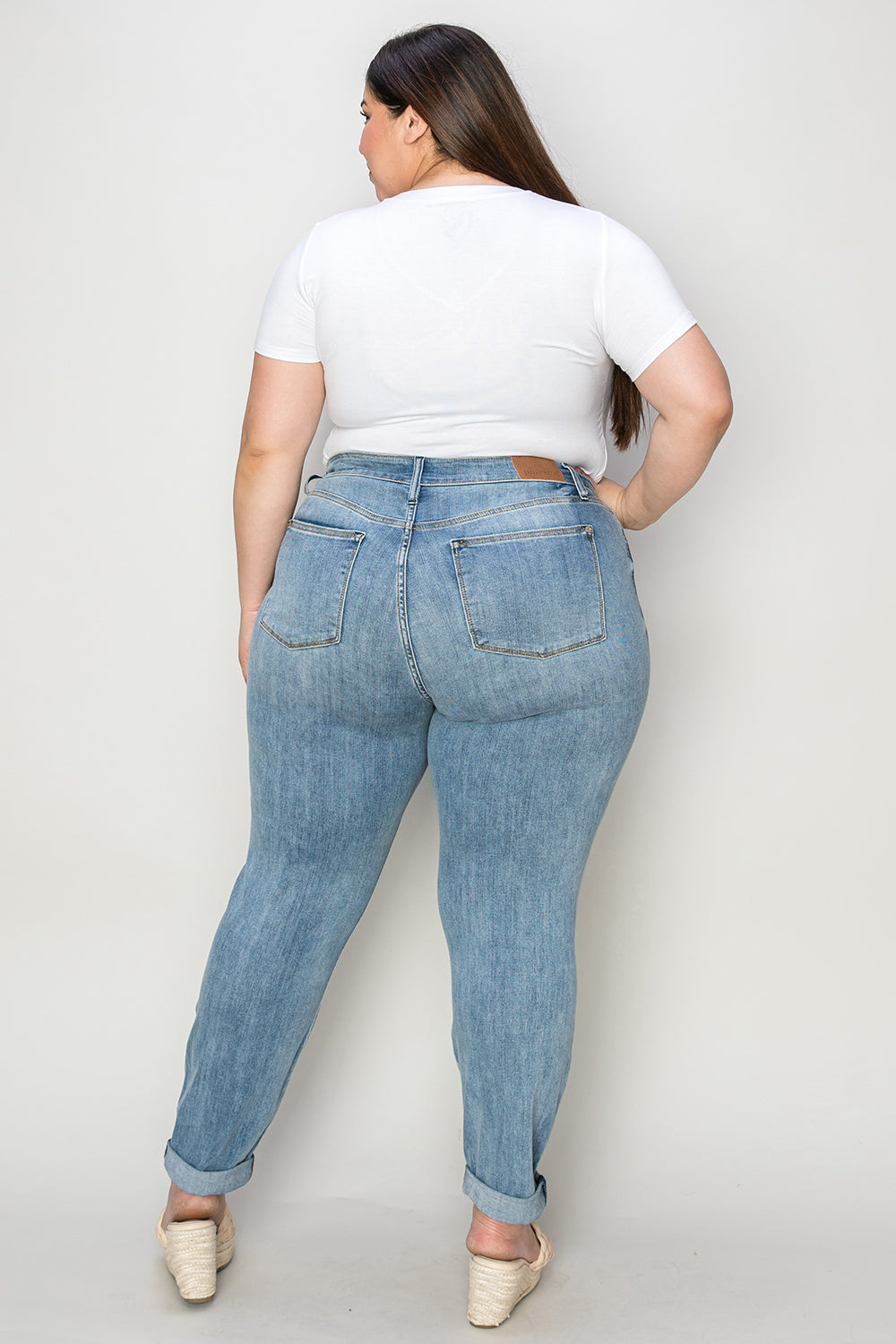 Judy Blue Full Size Cuffed Hem Slim Jeans - The Goddess Galleries