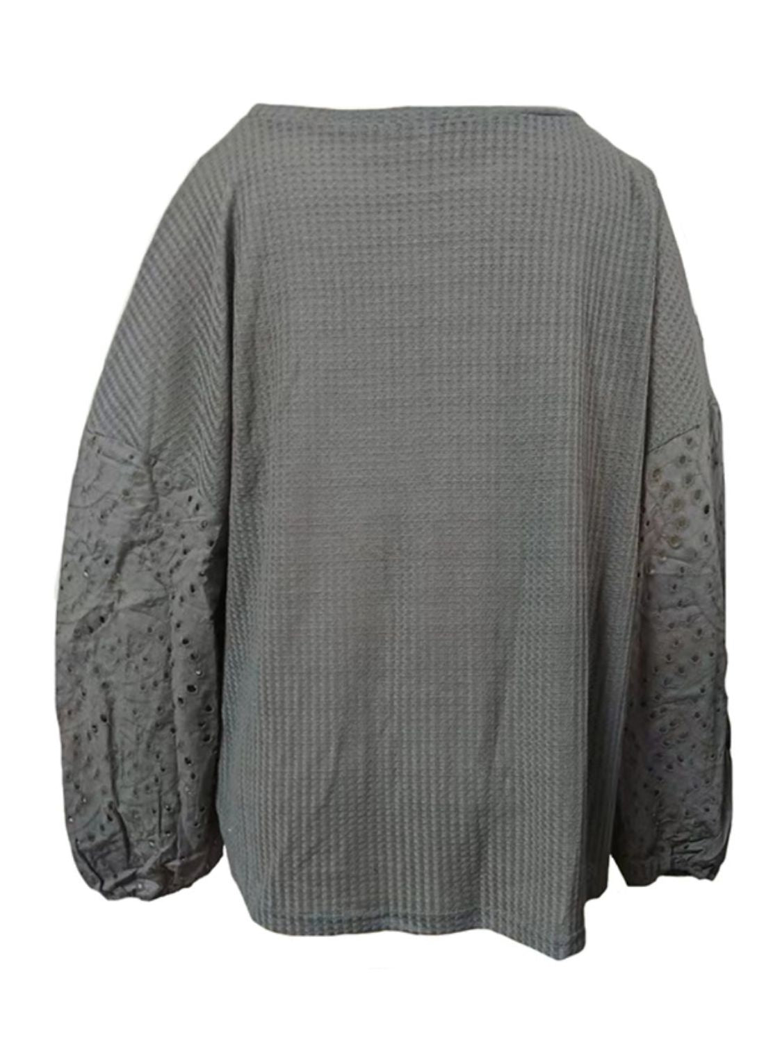 Shiny Openwork Dropped Shoulder Boat Neck Blouse - The Goddess Galleries