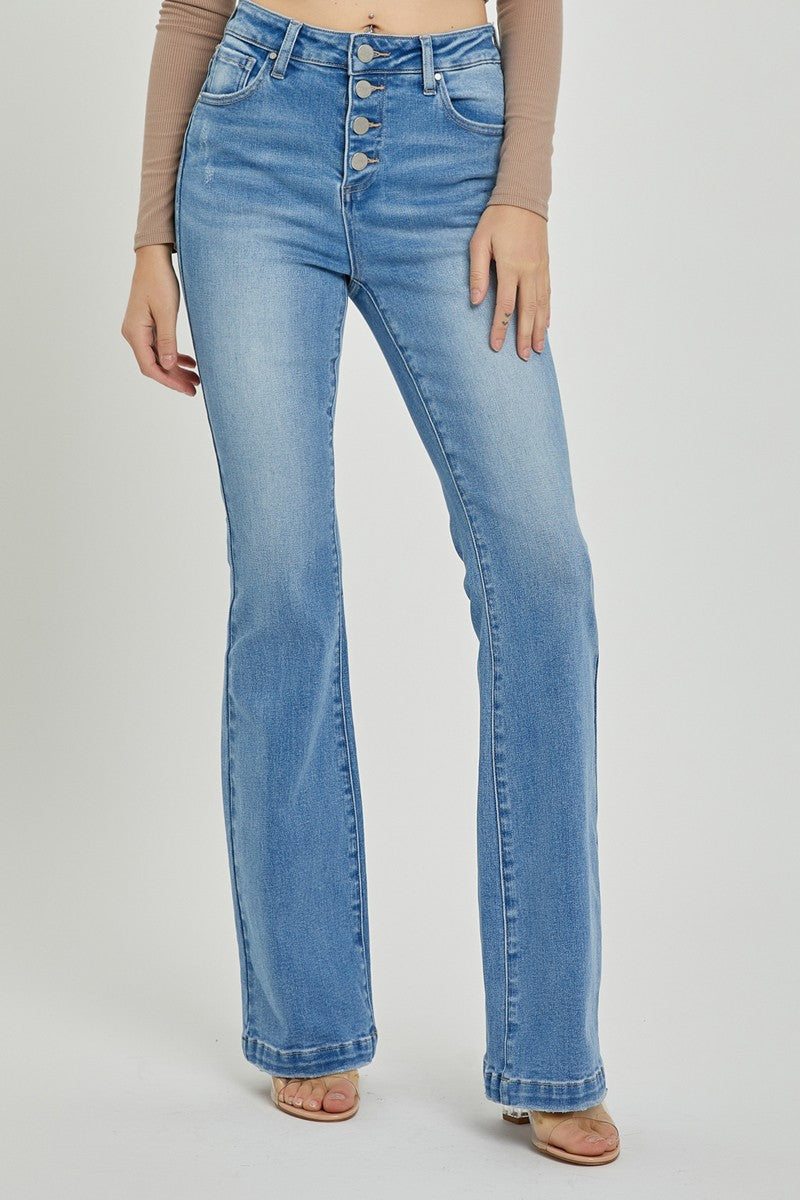 RISEN Full Size High Rise Button Fly Bootcut Jeans - The Goddess Galleries