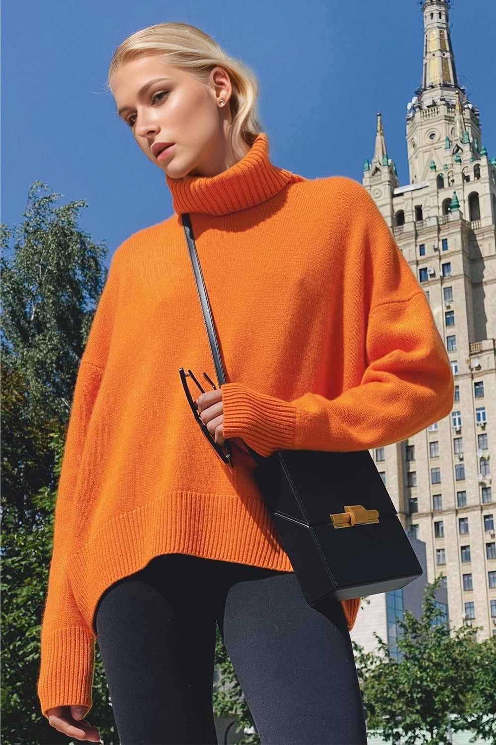 Basic Bae Turtleneck Dropped Shoulder Long Sleeve Sweater - The Goddess Galleries