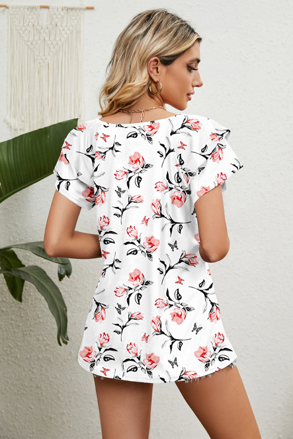 V-Neck Short Sleeve Blouse - The Goddess Galleries