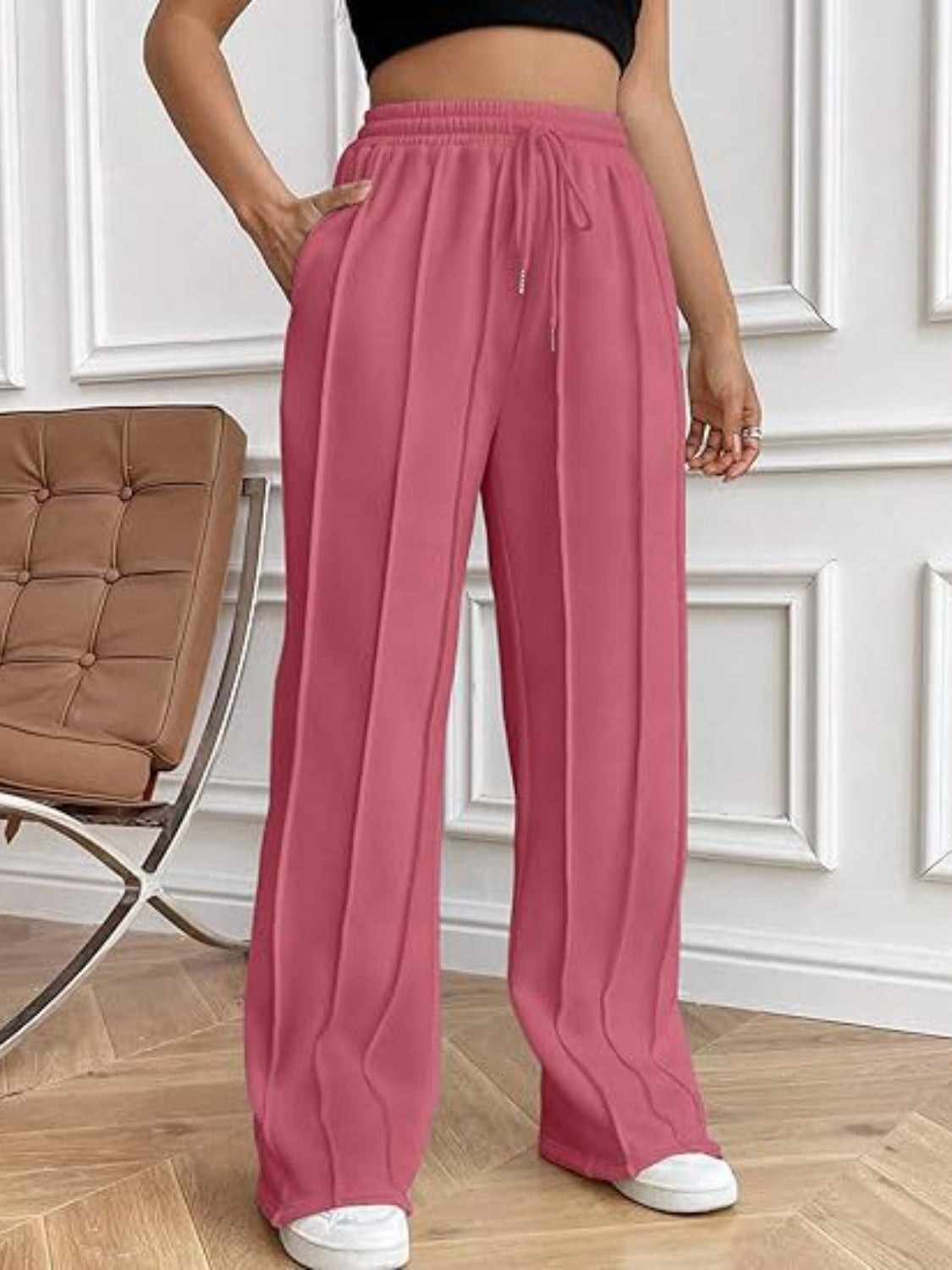 Drawstring Wide Leg Pants with Pockets - The Goddess Galleries