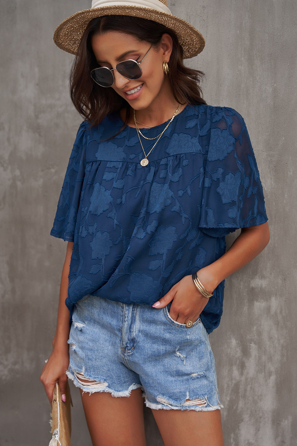 Round Neck Puff Sleeve Blouse - The Goddess Galleries
