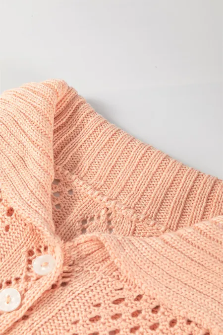 Cutout Collared Neck Three-Quarter Sleeve Sweater - The Goddess Galleries