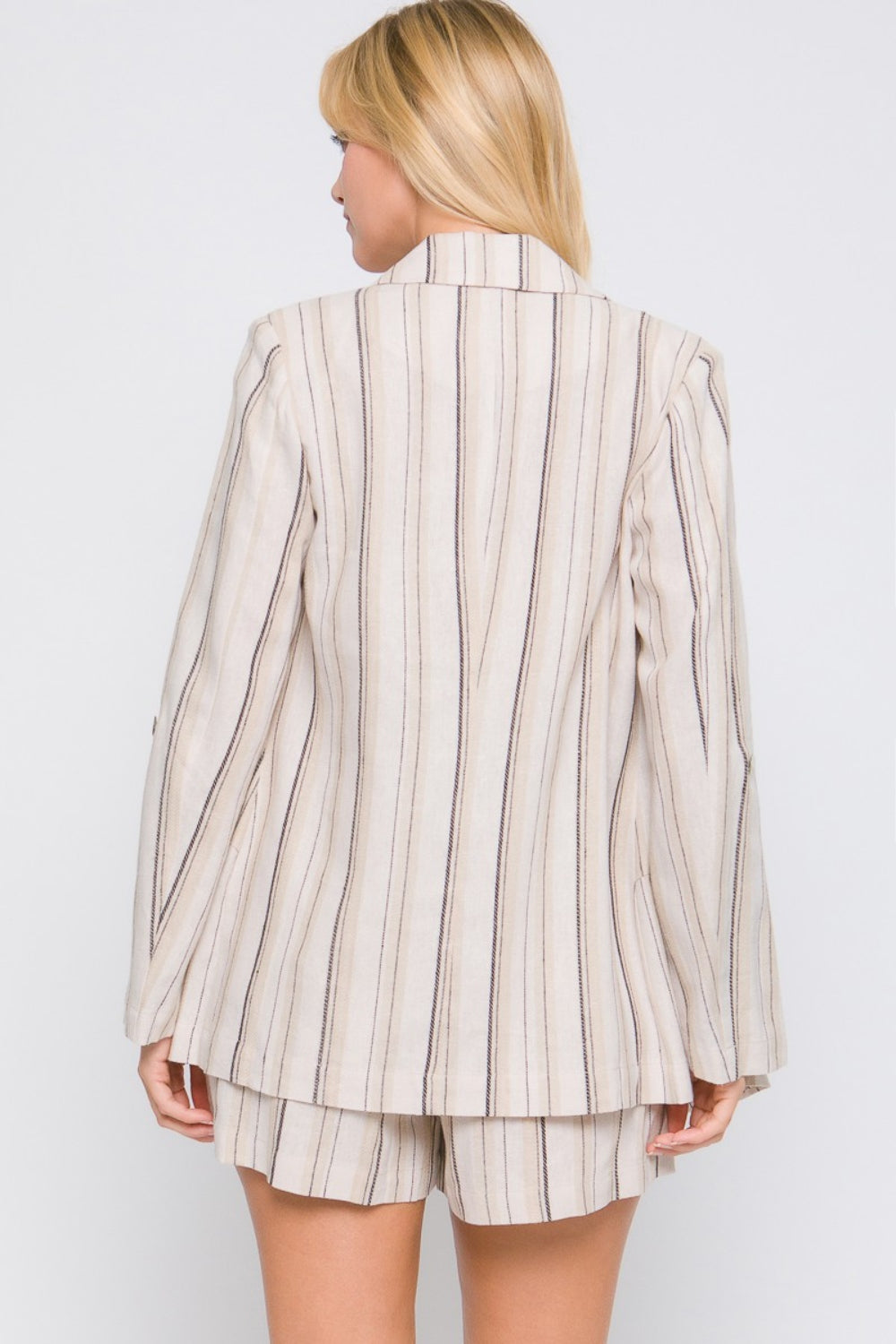 Love Tree Linen Woven Striped Blazer - The Goddess Galleries