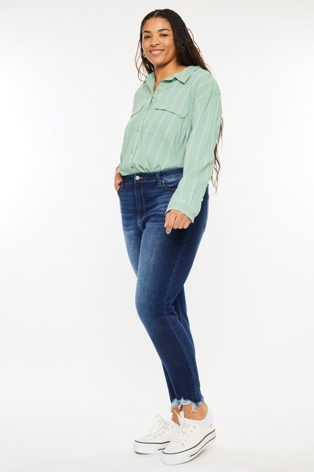 Kancan Full Size High Rise Frayed Ankle Skinny Jeans - The Goddess Galleries