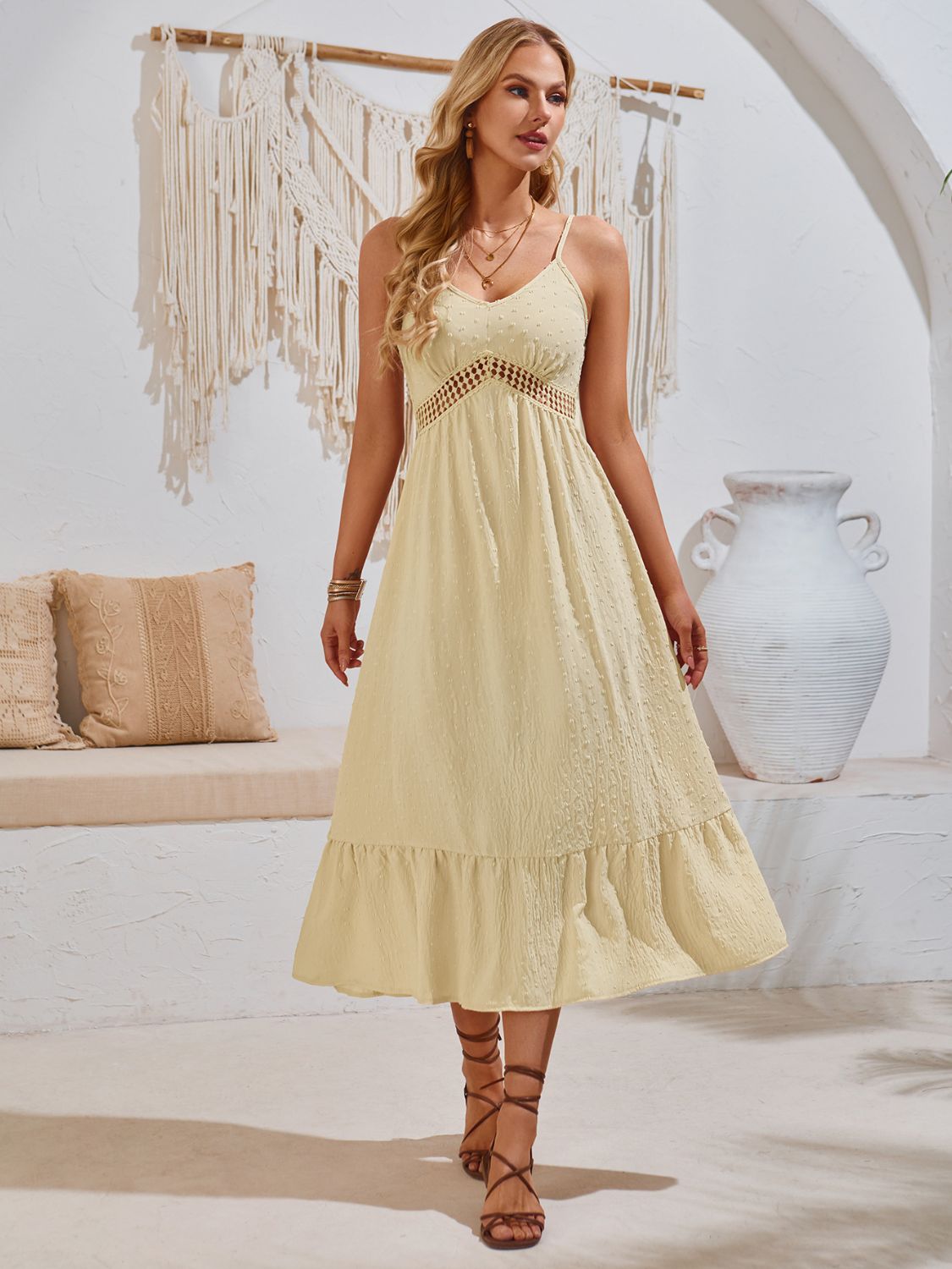 Swiss Dot V-Neck Cami Dress - The Goddess Galleries