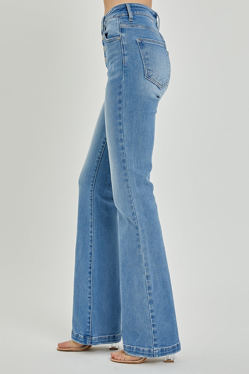 RISEN Full Size High Rise Button Fly Bootcut Jeans - The Goddess Galleries