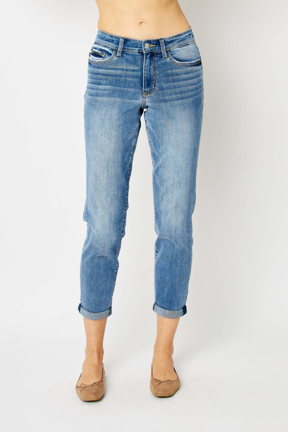 Judy Blue Full Size Cuffed Hem Slim Jeans - The Goddess Galleries