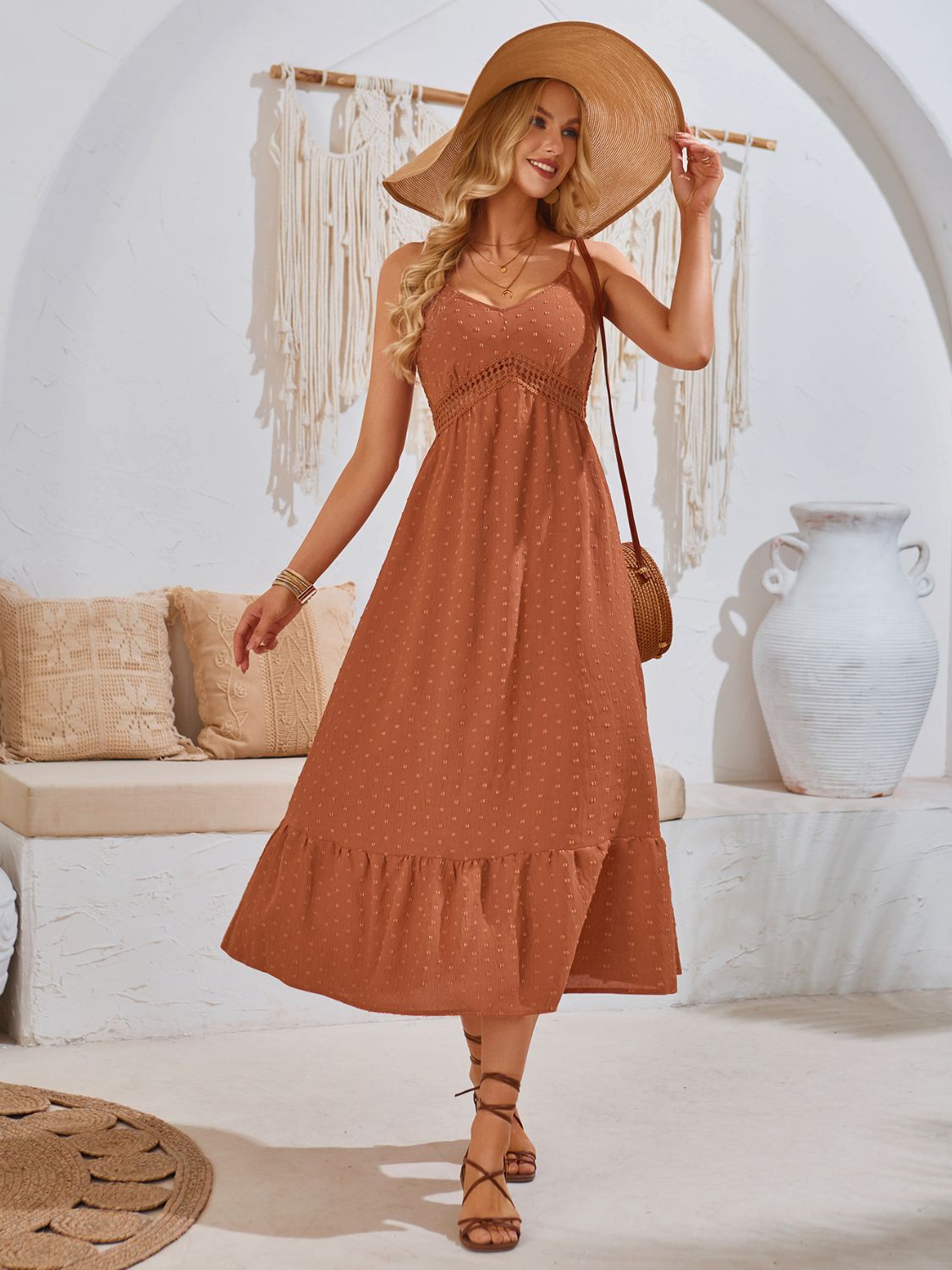 Swiss Dot V-Neck Cami Dress - The Goddess Galleries