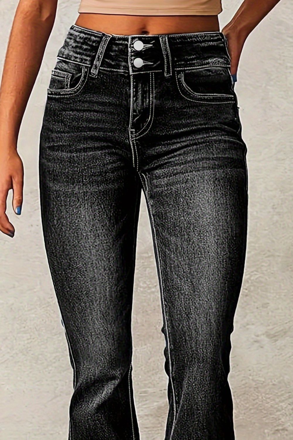 Cat Whisker Washed Bootcut Jeans - The Goddess Galleries