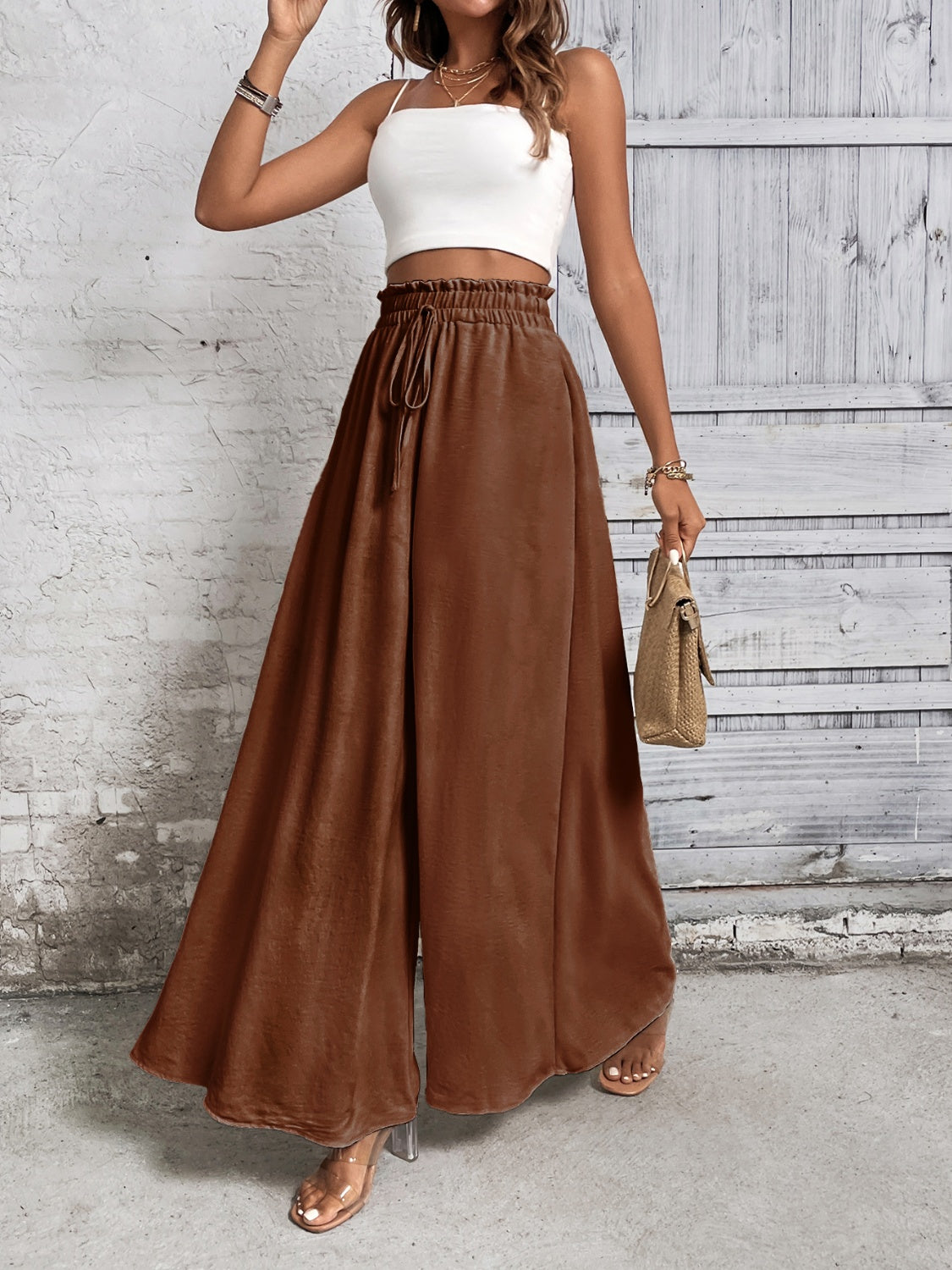 Honey Tied High Waist Wide Leg Pants - The Goddess Galleries